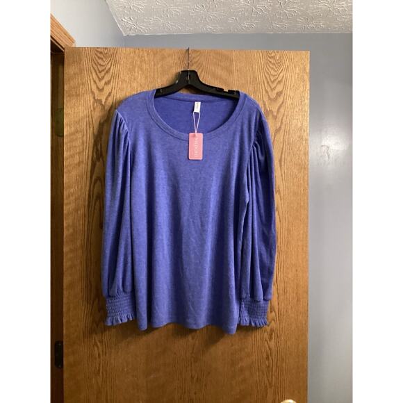 NWT NILOUFO Casual Blouses Long Sleeve T Shirts Tunic‎ Tops Size Large - Picture 1 of 5